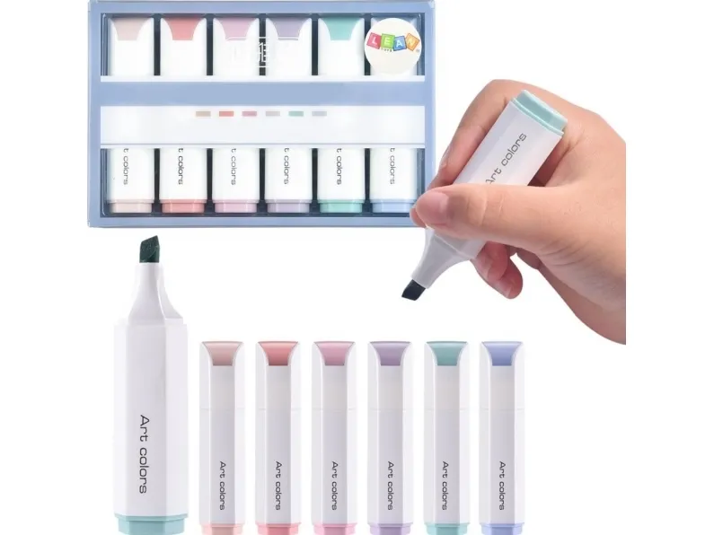 Mini Highlighter Sett Delikate Pastellfarger 6 Stk LEAN