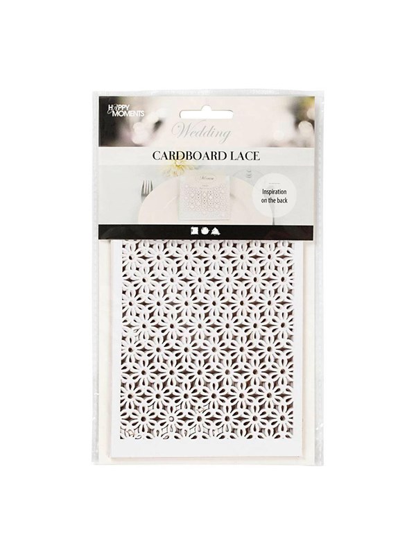 Creativ Company - Patterned Cardboard Flower White 10 pcs.