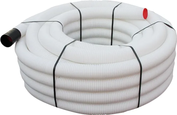 LINDAB InDomo flexslange LFPE 76, hvid, antistatisk, kan bøjes 90° ved bøjningsradius 150 mm. Passer udv. på Safe tilslutning, 1 rl.=50 m.