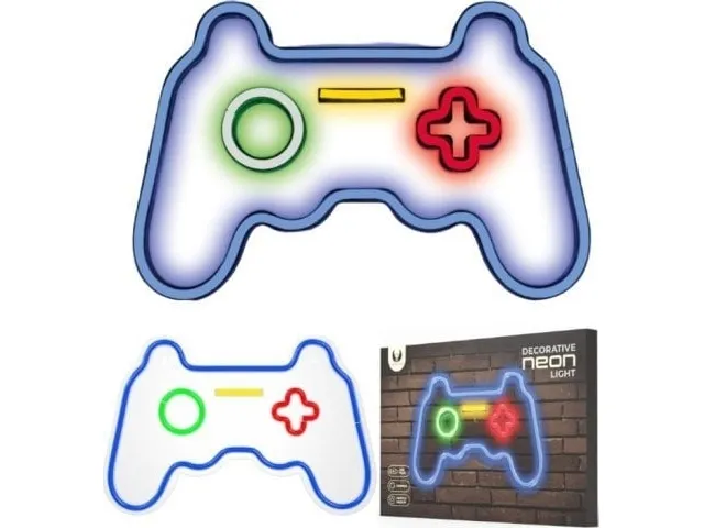 TelForceOne Neon LED skilt Gamepad dekorativt veggskilt 27,5x41x1,6 cm