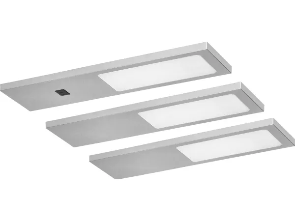 Orno PLANA 3 LED lysarmatursett under skapsdør, 3x4W, 3x240 lm, 4000K, med berøringsfri bryter, grå