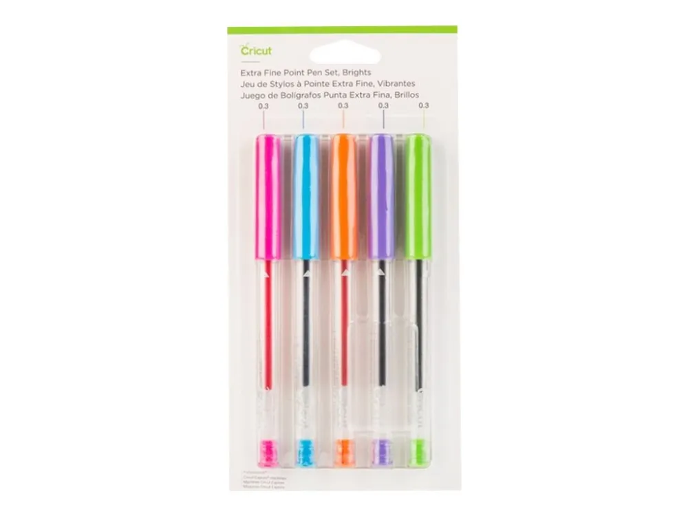 Cricut Brights - Kulepenn - blå, oransje, fiolett, rosa, limettgrønn - 0.3 mm - ekstra fin (en pakke 5)