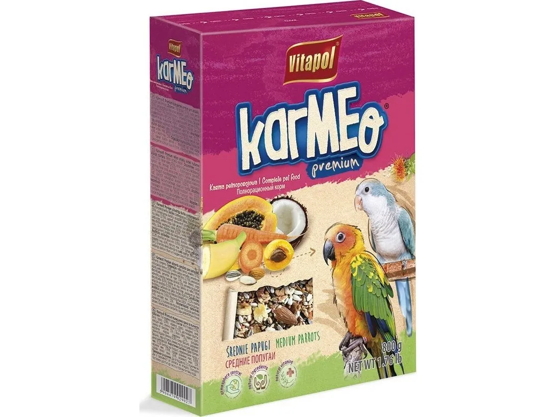 Vitapol Karmeo Premium komplettfôr for middels store papegøyer 800 g