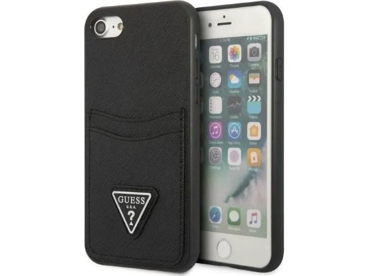 Guess Etui Guess GUHCI8PSATPK Apple iPhone SE 2022/SE 2020/8/7 hardcase czarny/black hardcase Saffiano Triangle Logo Cardslot