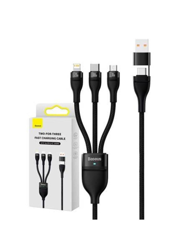 Baseus 3in1 USB cable  Flash Series 2 USB-C + micro USB + Lightning 100W 1.2m (black)