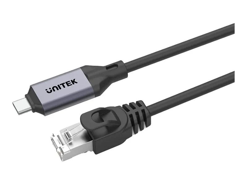 Unitek - Nettverkskabel - 24 pin USB-C (hann) til RJ-45 (hann) - 2 m - Thunderbolt 3 / Thunderbolt 4 - støtte for Gigabit Ethernet - romgrå