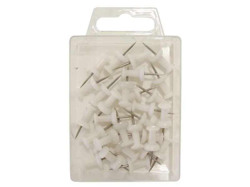 Kortnål Push Pin hvid (æske á 30 stk.)