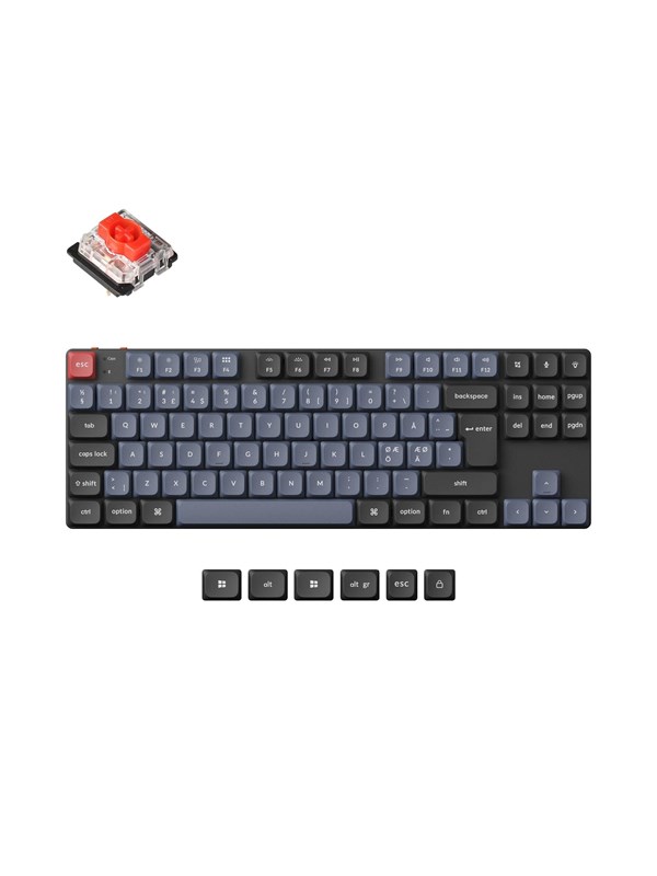 Keychron K1 Pro QMK/VIA Wireless RGB Hot Swap Low Profile Red - Gamingtastatur - Uten numpad - Nordisk - Svart