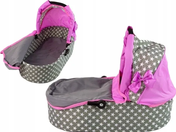 Alice dukkevogn/spaskevogn 2-i-1 gondol med bag rosa stjerner