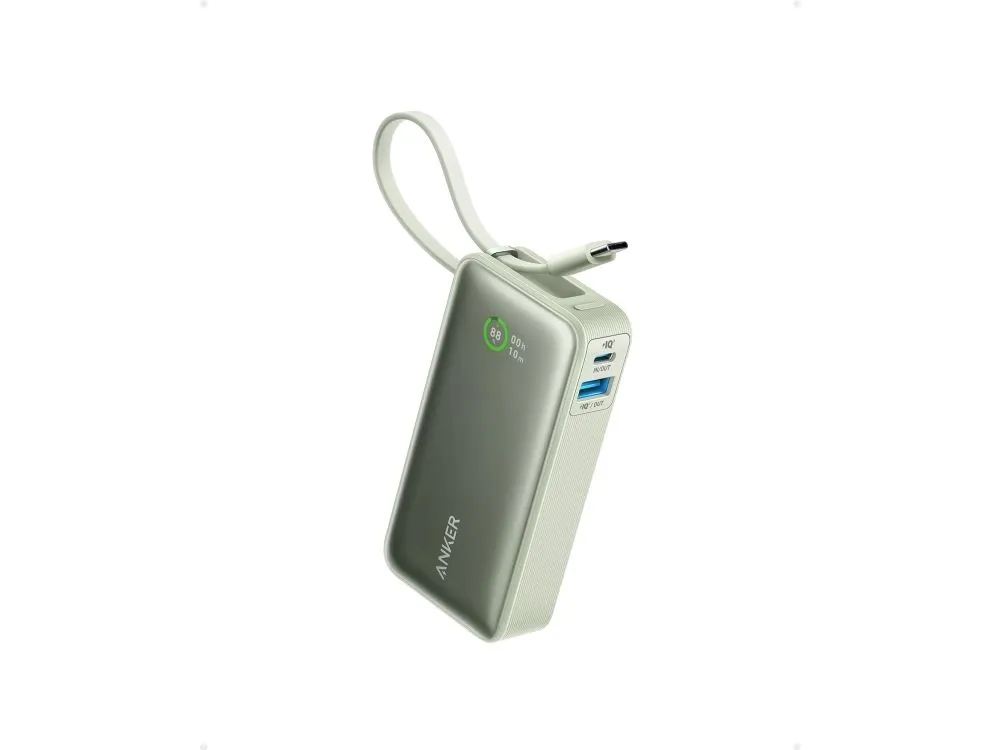 Anker 545 Nano 10K (30W Built-in USB-C cable) Nødlader - Grønn - 10000 mAh