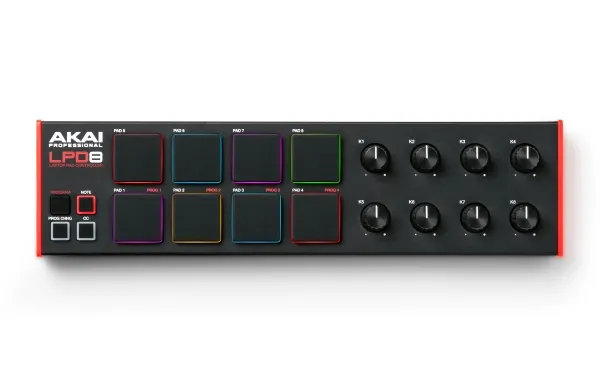 Akai LPD8 MKII, 8 taster, Knapper, Rotasjon, Sort, Sort, Rød/grønn/blå, USB