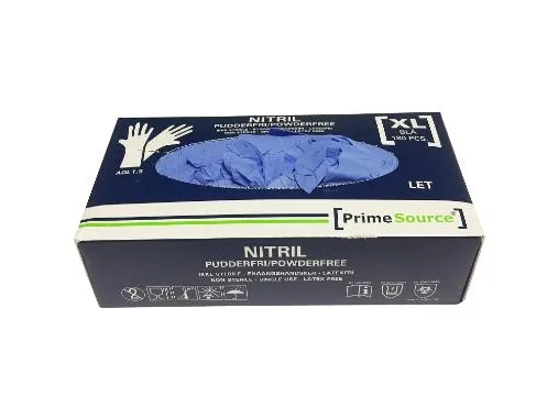Engangshandske Prime Source LET str. XL uden pudder Nitril AQL 1.5 Blå - (180 stk.)