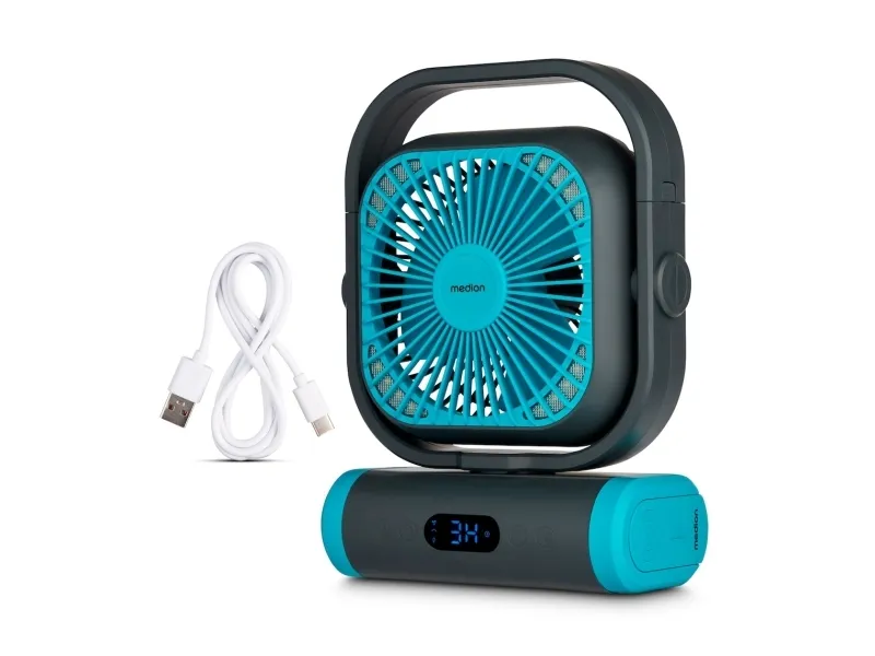 MEDION E10 TF, Husholdningsvifte, Sort, Blå, Tak, Gulv, Bord, 48 dB, 15 cm, 110°