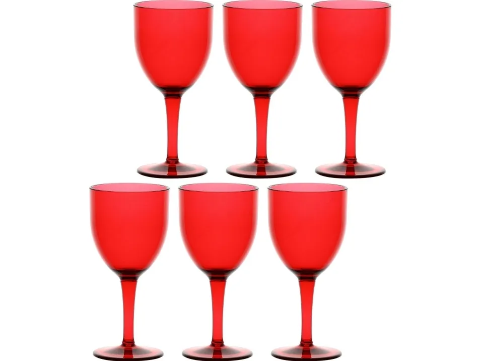 ROSE&TULIPANI FIABA sett med 6 akryl vinglass 400 ml, rød