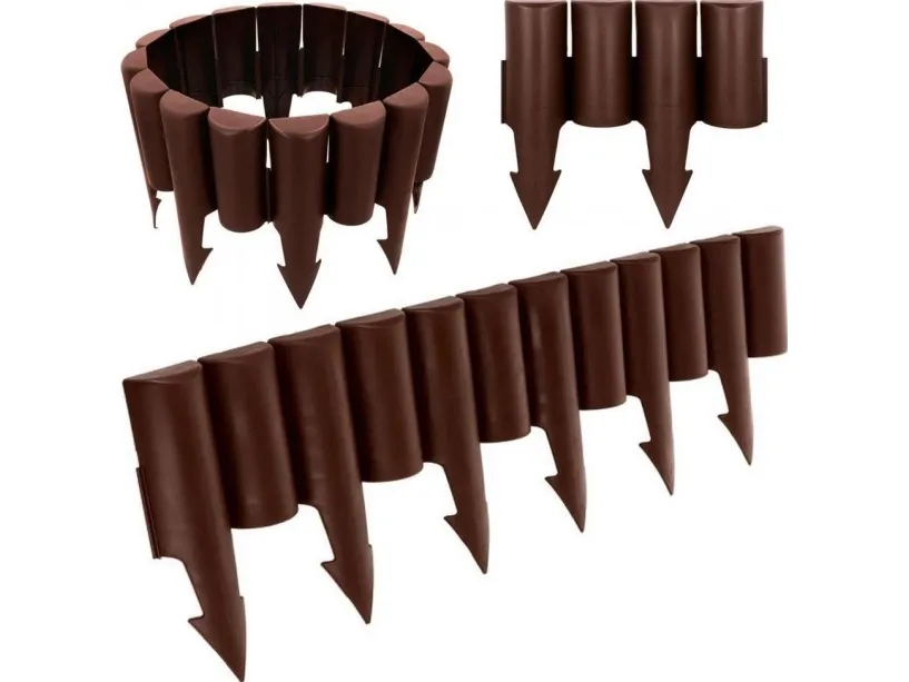 Vilde Garden Palisade, kant, hagegjerde for blomsterbed, plen, 2,5 m, brun