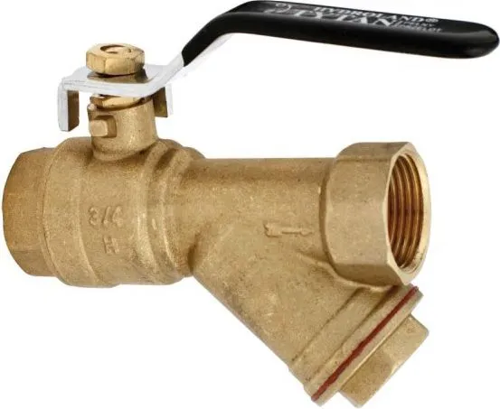 Hydroland kuleventil Titan med filter skrå og innvendig-nippel nippel 3/4 (ZKWF-PP-20)