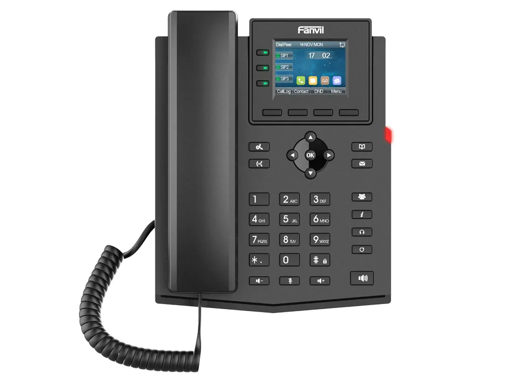 Fanvil X303-2, IP-telefon, Sort, Kablet håndsett, Bord/Vegg, Linux, 4 linjer