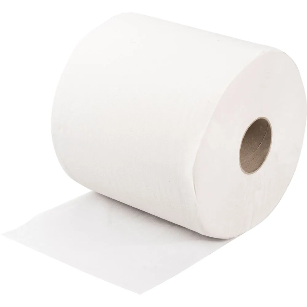 Verkstedrull, ABENA Care-Ness Basic, 1-lags, 450 m x 23,6 cm, Ø25 cm, hvit, resirkulert papir - (2 ruller per kartong)