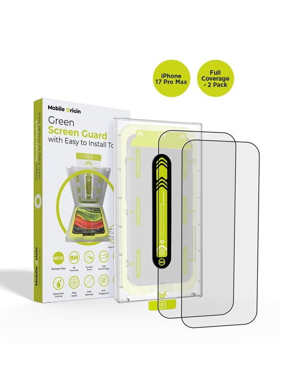 Mobile Origin Screen Guard with easy applicator - full coverage - 2 pack - iPhone 17 Pro Max