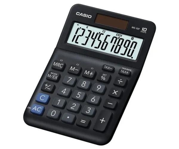 Casio MS-10F, Desktop, Grunnleggende, 10 sifre, Batteri/Solcelle, Sort