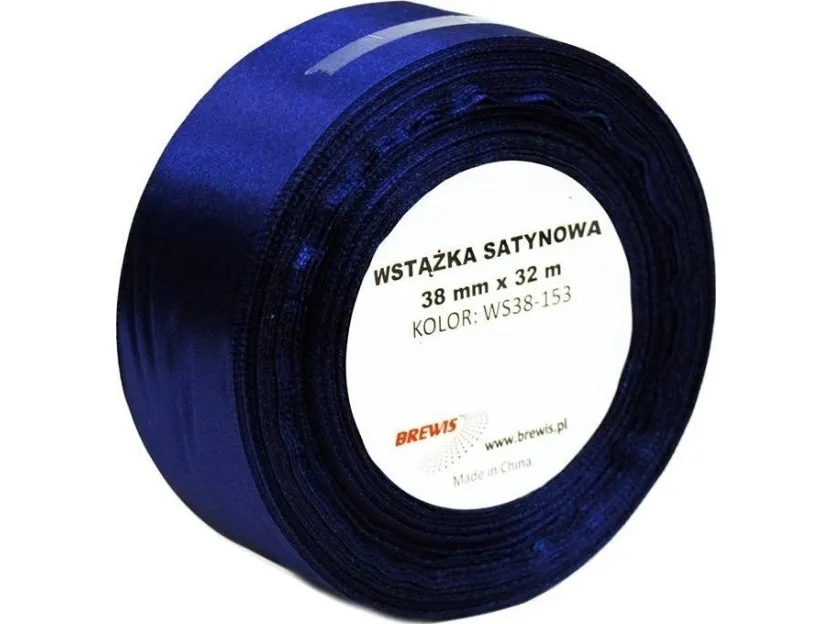 Satengbånd marineblå 38 mm x 32 m