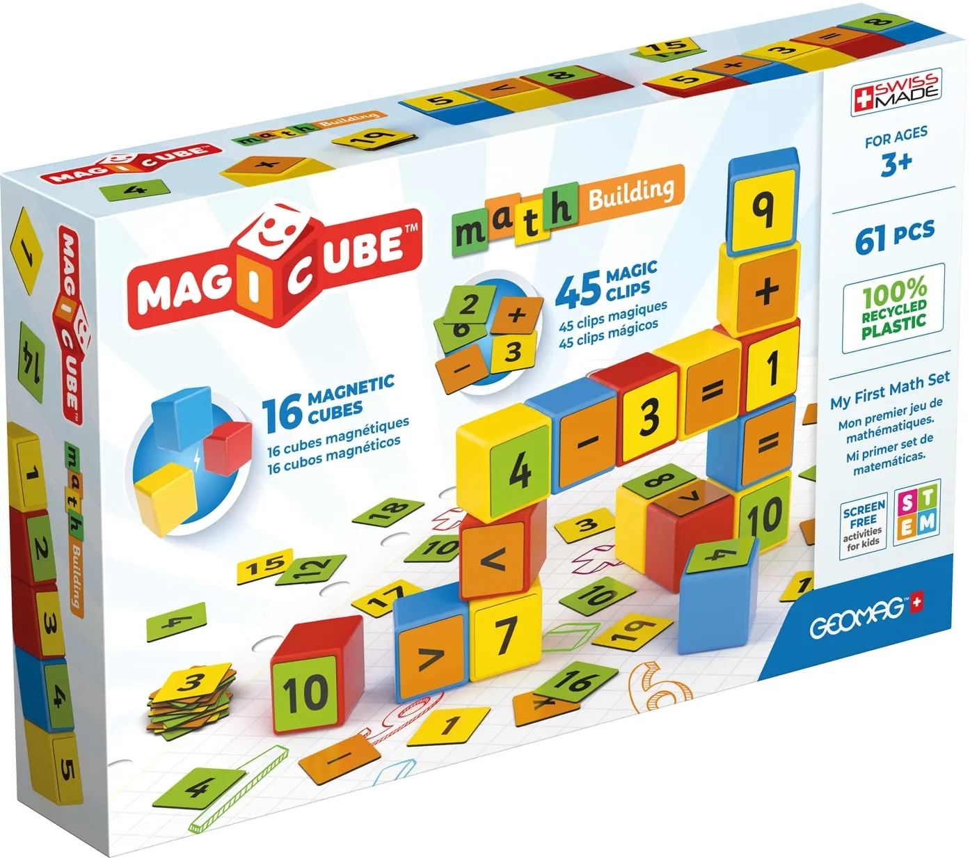 Geomag MagiCube Math Building Recycled Clips, 3 år