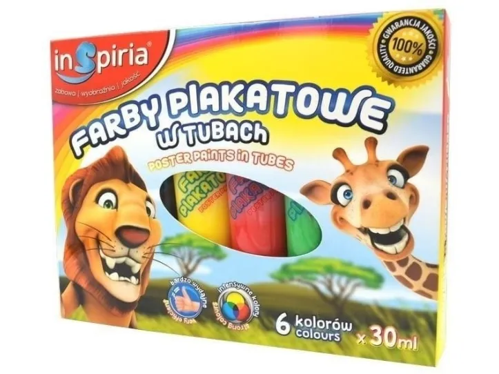 Plakatmaling i tuber 6 farger 30 ml