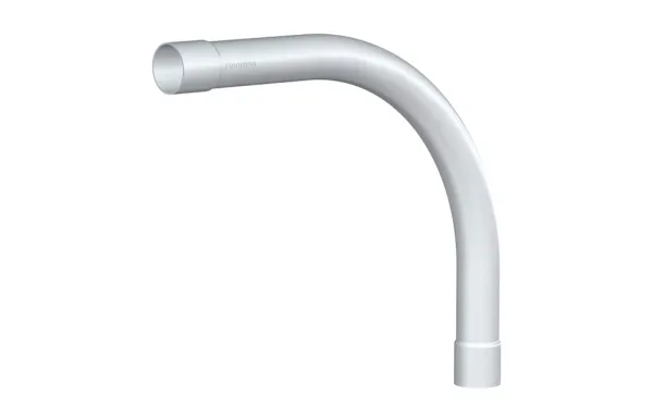 Bøjning 90° aluminium, Ø 25 mm, længde 170 mm, godstykkelse 1,0 mm, radius 75 mm.
