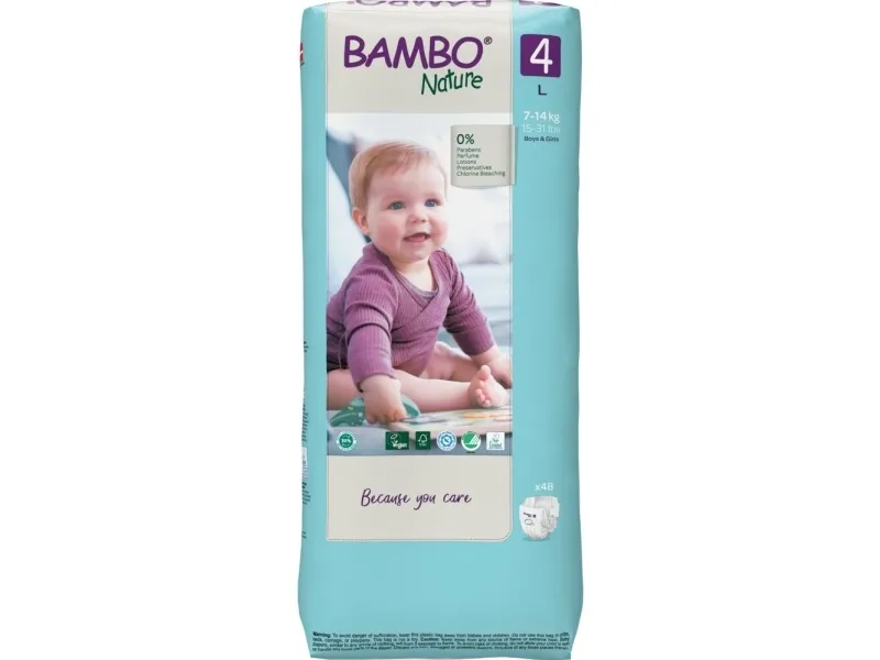 Børneble, tapeble, miljømærket, Bambo Nature, 4, tall pack - (3 stk.)