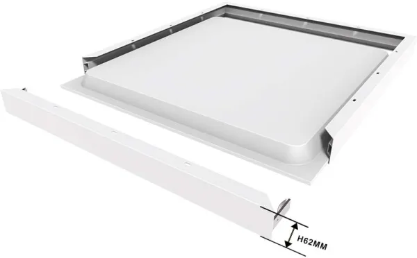 PÅBYGNINGSRAMME FOR LED FLAD PANEL 598x598x62mm., HVID RAL9016 - Kit som samlesæt. Enkel samling og montage.