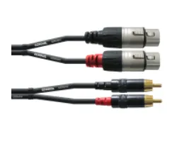 Cordial CFU 1.5 FC, 2 x RCA, Hankjønn, 2 x XLR (3-pin), Hankjønn, 1,5 m, Sort