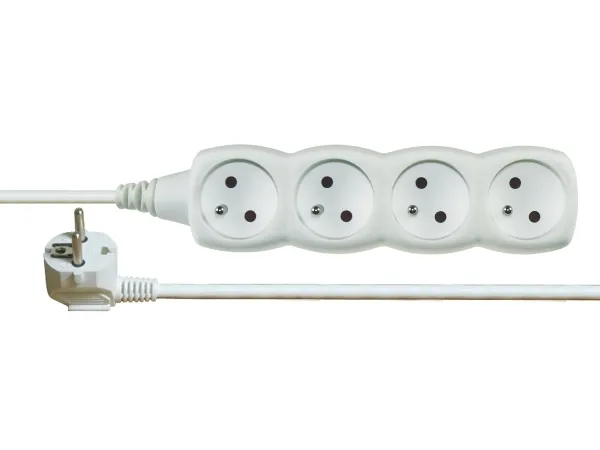 Emos 1902040500, Grunnleggende, Hvit, 4 AC-utganger, 5 m, 250 V, 10 A