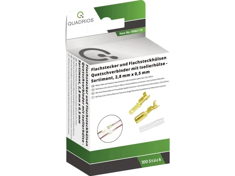 Quadrios 1908C179 klemmeforbindelsesdeler sortiment 0,50–1 mm² messing transparent 100 deler