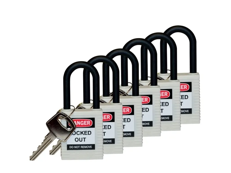 Brady 813641, Tradisjonell, Nøkkellås, Bruk flere nøkler, Hvit, Nylon, Nylon