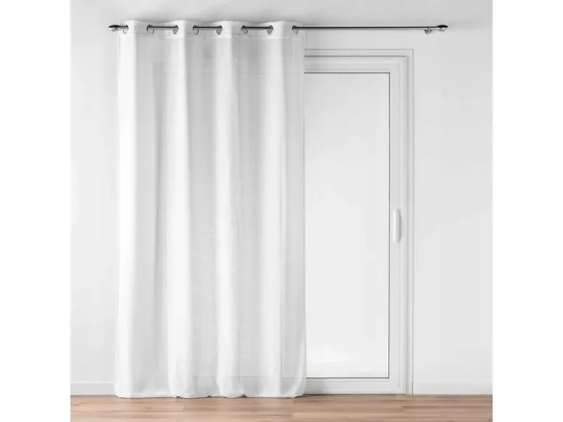 Douceur d`Interieur hvitt gardin med ringer med lin-effekt, LUOLINE, 140 x 240 cm