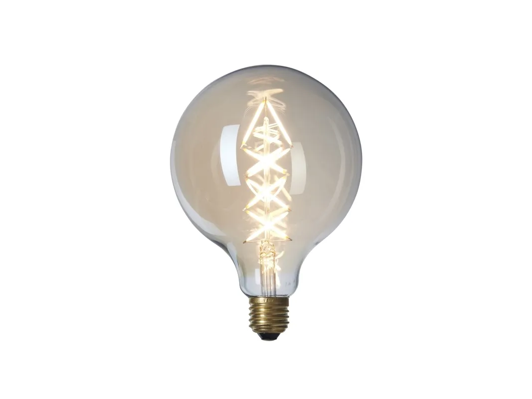 LED 6W globelampe Zig Zag Ø125 H170 gyllent glass