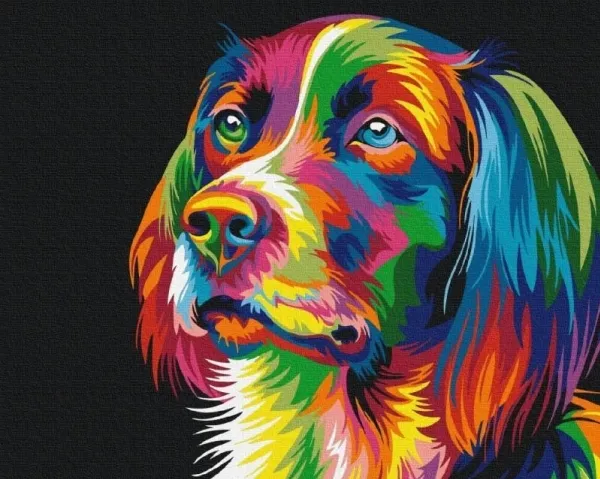 Symag maleri etter tall - Hund i farger