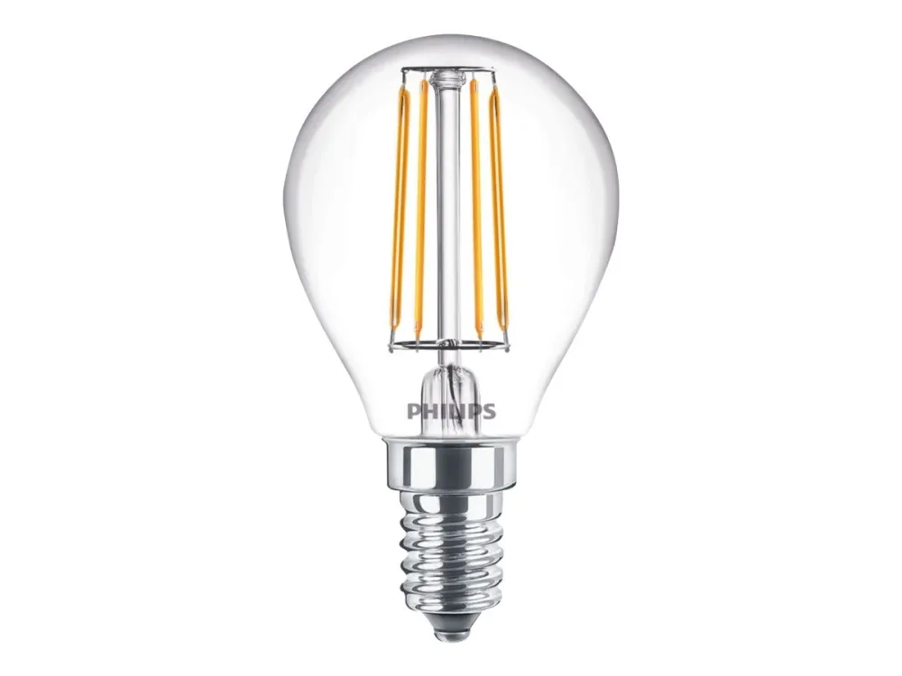 Philips Classic LEDLuster - LED-lyspære - form: P45 - klar finish - E14 - 4.3 W (ekvivalent 40 W) - klasse A++ - varmt hvitt lys - 2700 K