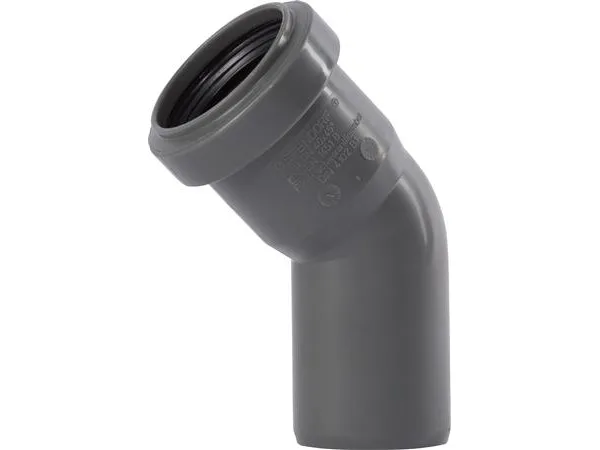 40 mm x 45° Bøjning afløb PP grå