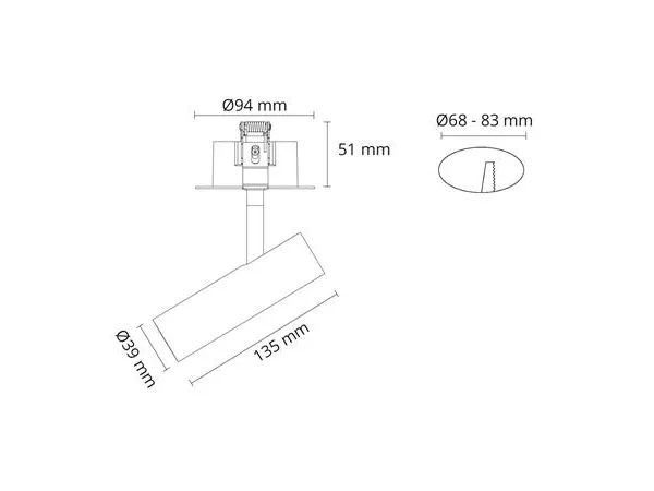SG ARMATUREN Tube Micro R Sort DimToWarm 590lm 2000-2800K Ra>95 Bagkantsdæmp