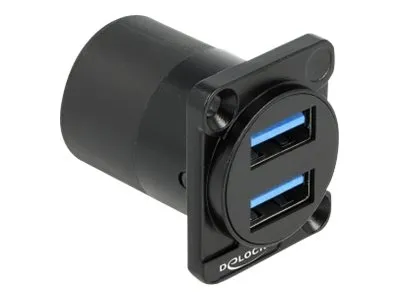 Delock - D-Type - USB-sokkelmekanisme - USB 3.2 Gen 1 - USB - 2 USB-sokler - svart