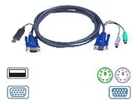 ATEN 2L-5506UP - Tastatur / video / musekabel (KVM) - USB, HD-15 (VGA) (hann) til PS/2, HD-15 (VGA) - 6 m