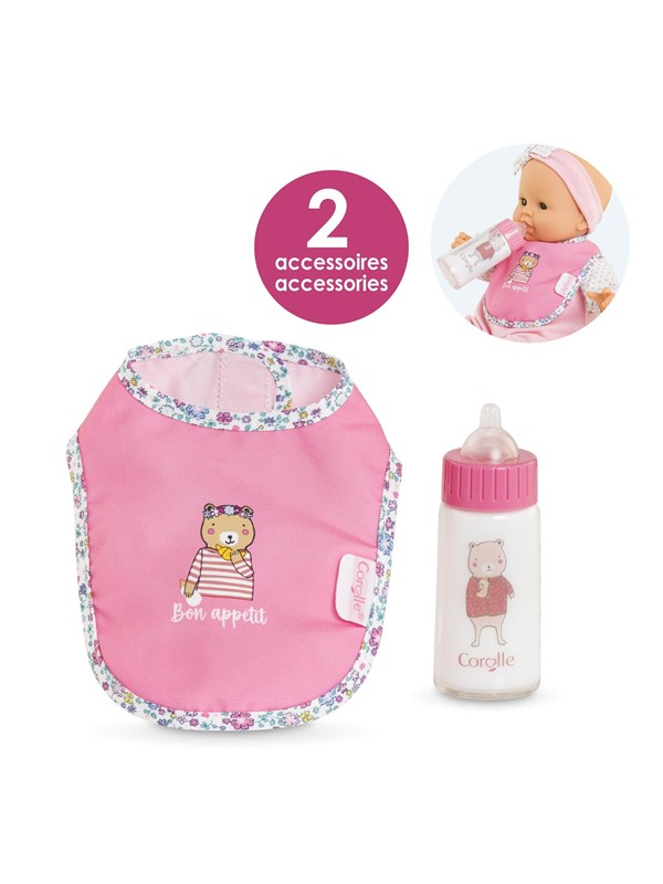 Corolle Bib and Magic Milk Bottle for Baby Doll