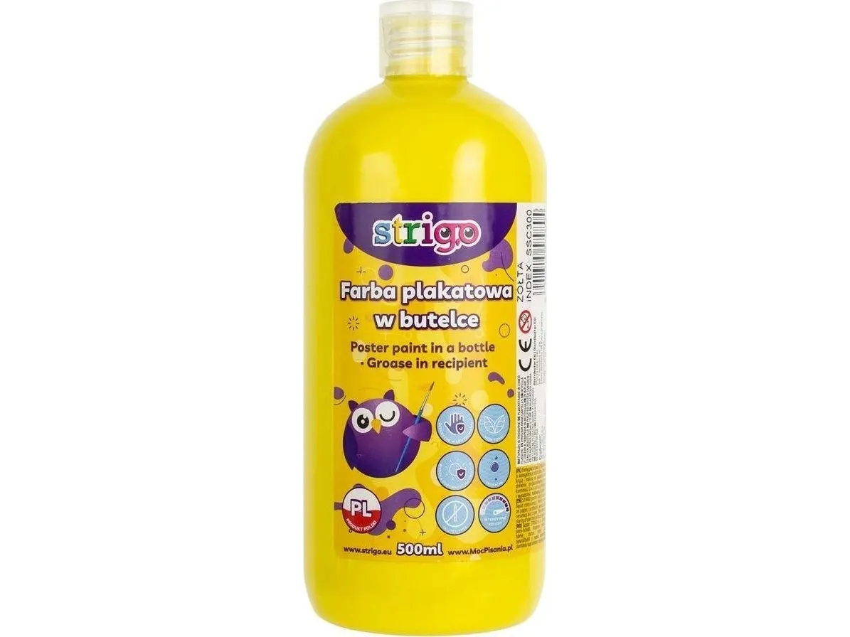 Strigo plakatmaling på flaske, 500 ml, gul