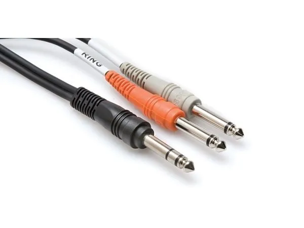 Hosa Technology TRS/2 x TS, Hankjønn, 2 x 6.35mm TS, Hankjønn, 3 m, Sort