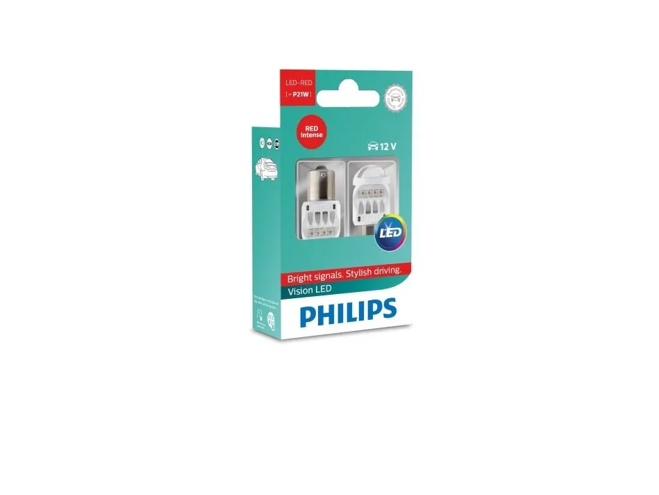 Philips Vision P21W 12V LED bak rød - Sæt