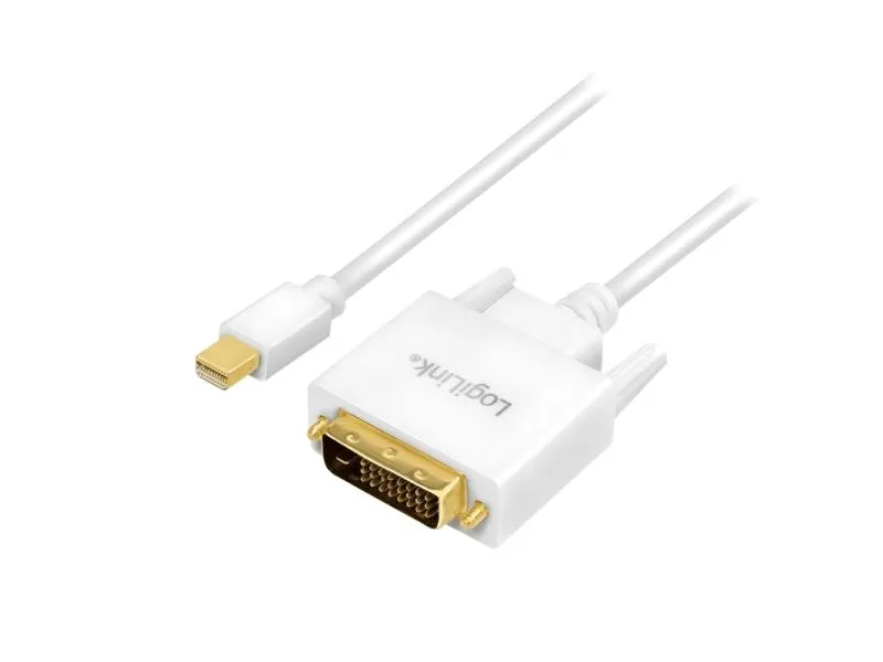 LogiLink CV0137, 1,8 m, Mini DisplayPort, DVI, Hankjønn, Hankjønn, Gull