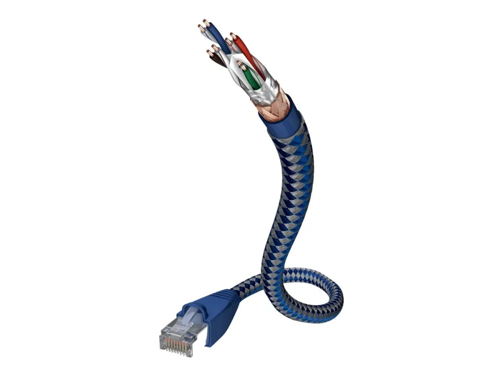 in-akustik Premium - Nettverkskabel - RJ-45 (hann) til RJ-45 (hann) - 3 m - SF/UTP - CAT 6 - med støvel, uten hindringer - blå, sølv
