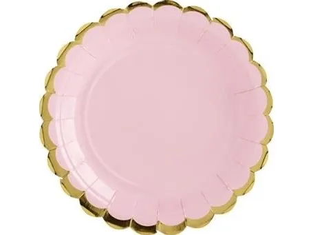 Party Deco engangstallerkener Yummy, lys rosa, 18 cm, 6 stk (33392)