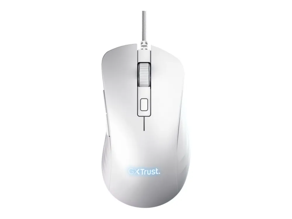 Trust GXT 924W YBAR+ - Mus - høyrehendt - optisk - 6 knapper - kablet - USB - hvit